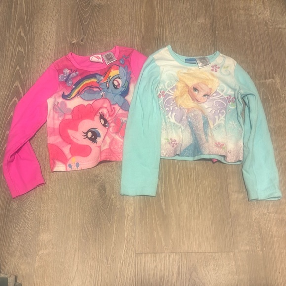 Disney Frozen & My Little Pony fleece pajama tops size 4/5 EUC - Picture 1 of 7